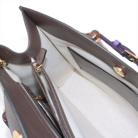 Gucci x Adidas Bamboo Diana Canvas & Leather 2 Way Handbag Beige×Brown 678842 - Picture 11 of 16